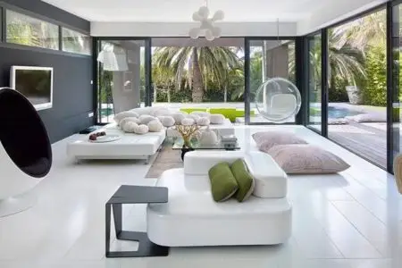 room with white floor and glass wall - after glass restoration services provided