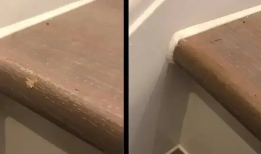 Kitchen worktop repair - before and after