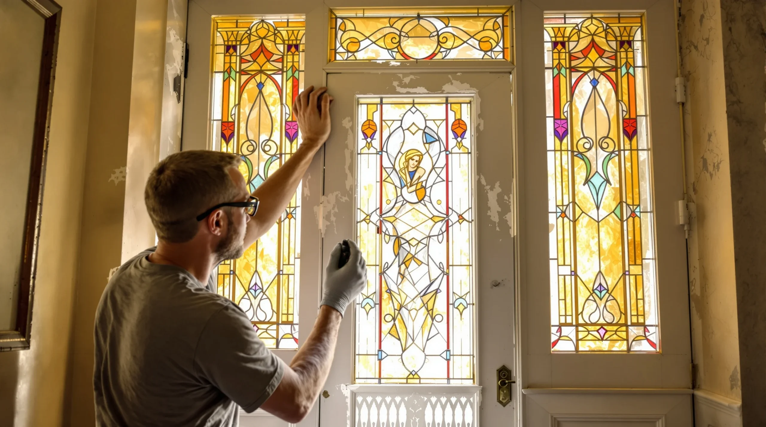 Stain glass restoration executed by glass repair specialist